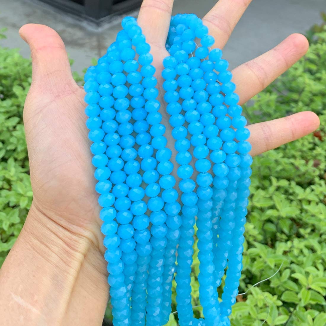 1000pcs Czech Faceted Rondelle Crystal Glass Loose Beads 6mm Spacer Bulk Blue Turquoise Opal for DIY Craft Jewelry Making CCR631