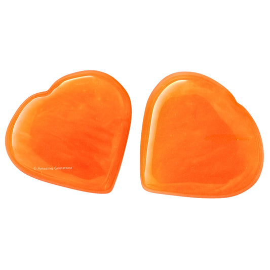 Amazing Gemstone Red Aventurine Stone Heart - Pack of 2 Crystal Heart Stones Rocks - Corazones De Piedra Crystals and Healing Stones Heart Shaped Crystal - Stocking Stuffers Gifts