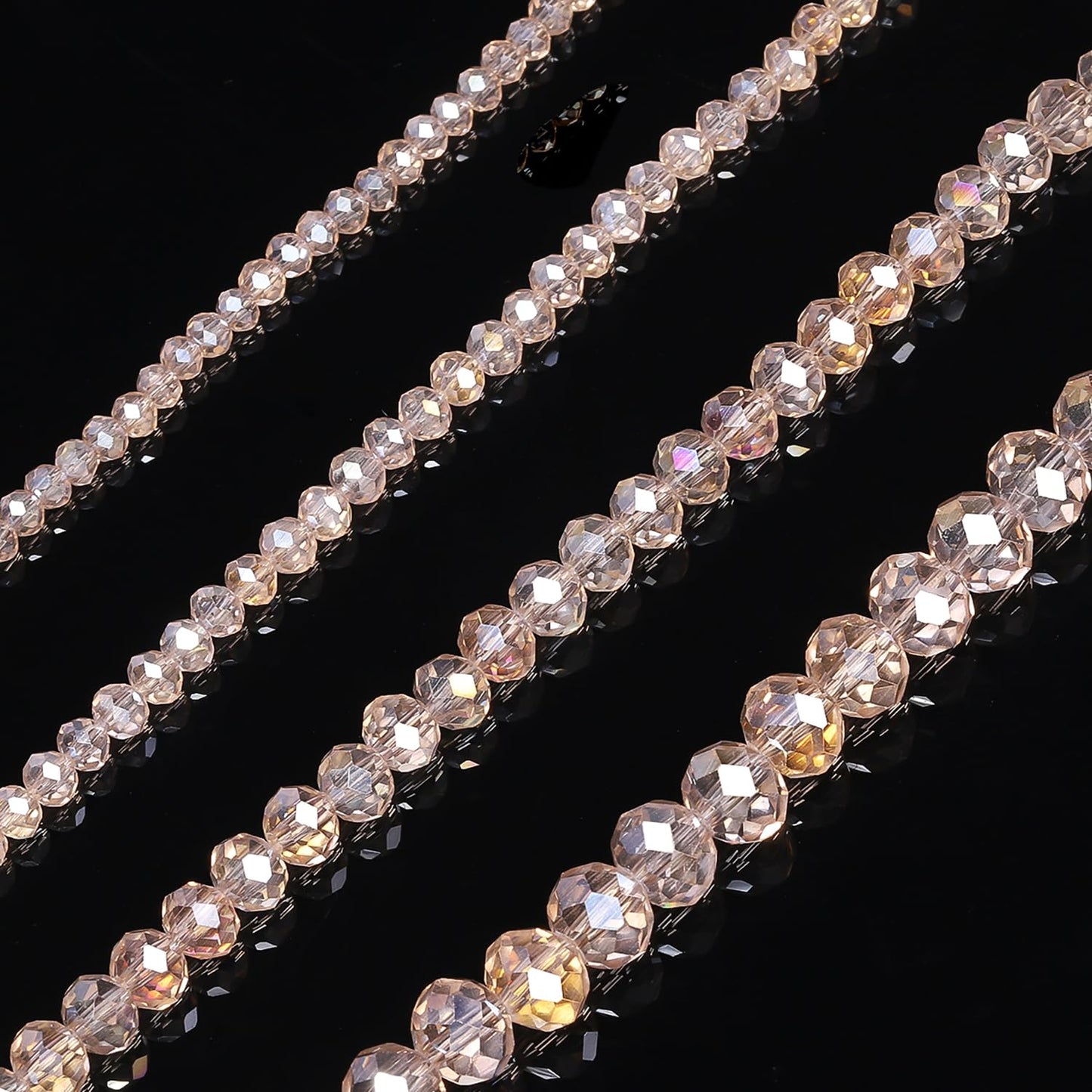 NITOPUPU 300pcs 8mm Crystal Glass Beads for Jewelry Making Faceted Rondelle Flat Beads for Bracelets Necklace Earrings DIY Crafts (Champagne Crystal AB Bead)