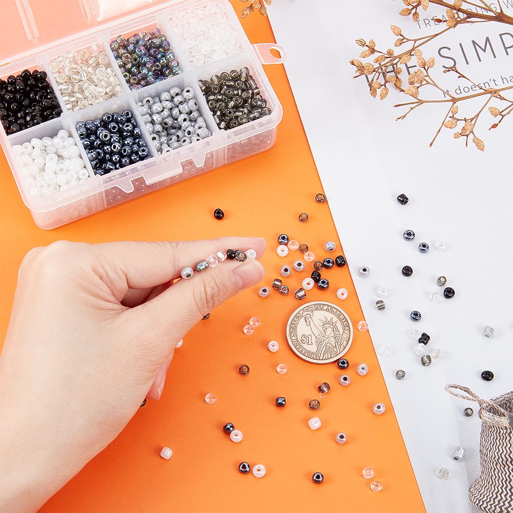 PH PandaHall 1840 Pcs 6/0 4mm 8 Colors Glass Seed Beads Lined Pony Bead Waist Beads Tiny Spacer Czech Beads for Earring Bracelet Necklace Key Chain Jewelry Making