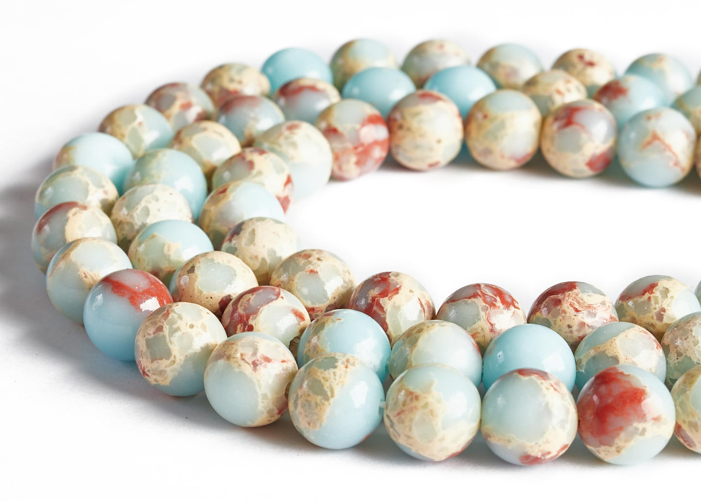 100pcs 10mm Snakeskin Imperial Beads Natural Gemstone Beads Round Loose Beads for Jewelry Making
