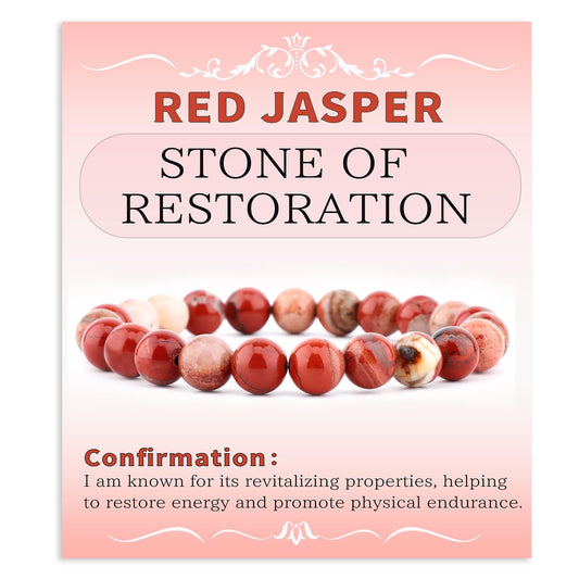 Bymitel 8mm Red Jasper - Handmade Reiki Gemstone Stretch Bracelet, Natural Beauty & Spiritual Essence, Crystal Healing for Unisex Adults