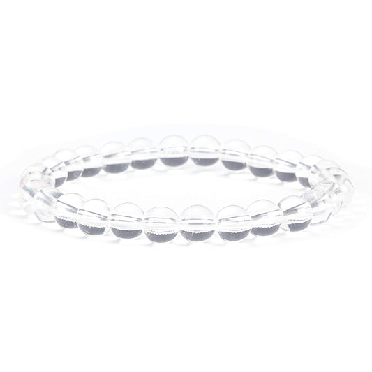 Cherry Tree Collection - Small, Medium, Large Sizes - Gemstone Beaded Bracelets For Women and Men - 6mm Round Beads (Clear Quartz - Medium)