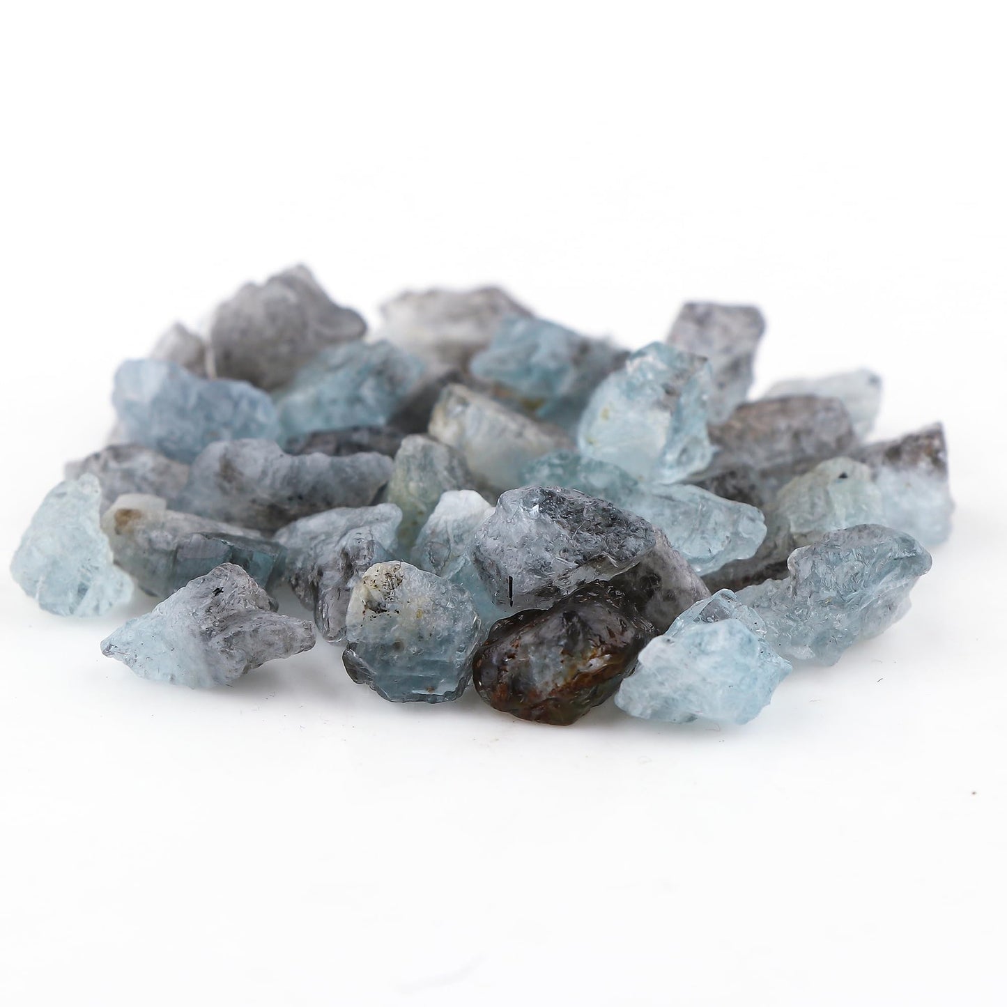 ColouredRocks Moss Aquamarine (100cts) (30-32pcs) (8-16mm) Natural Raw Crystals, Loose Gemstone, Wholesale Rough, Jewelry Making Supply, Chakra Healing Stones, DIY Craft, Gem Collection