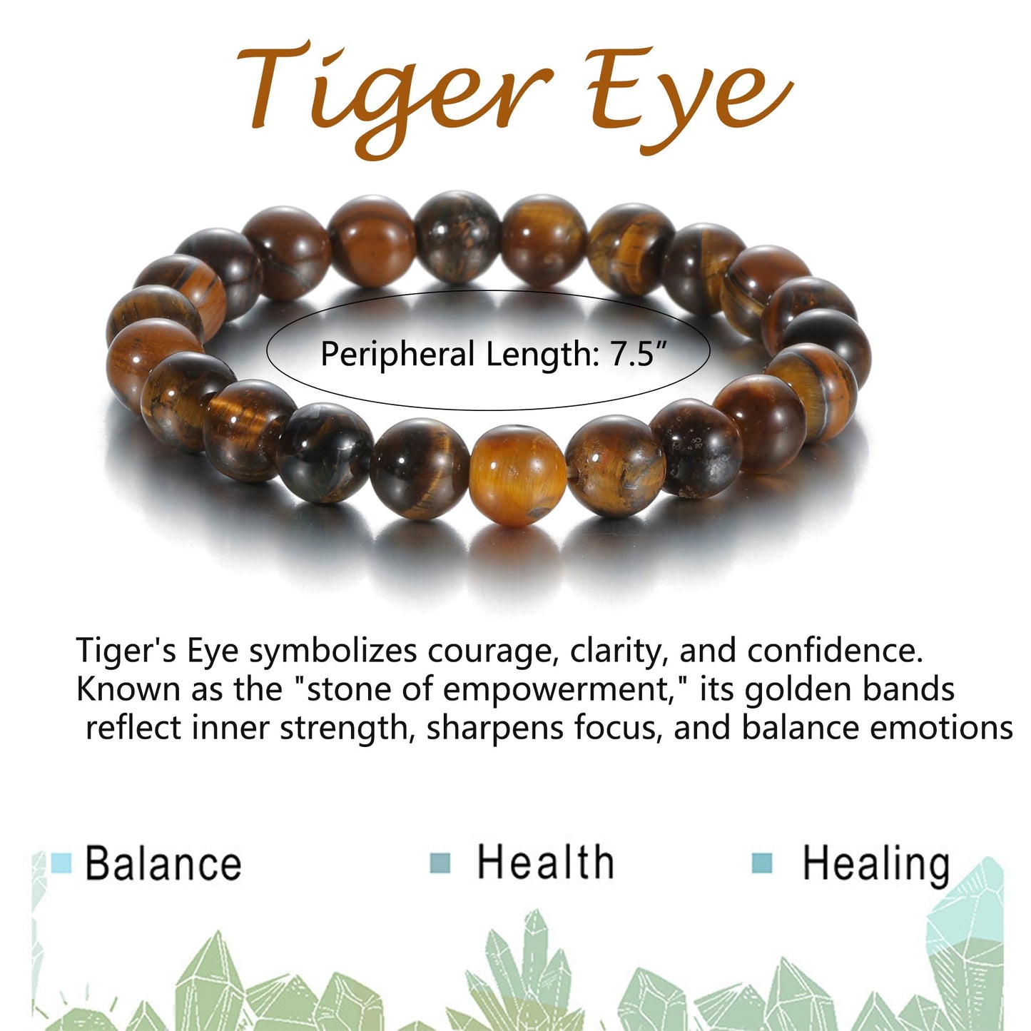 Udolfly Womens Crystal Beaded Bracelets for Women Men Protective Energy Bracelet Natural Gemstone Bead Bracelet 4mm Tiger Eye