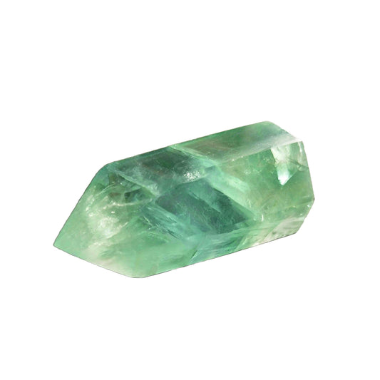 Green Fluorite Healing Crystal Wand, Pointed & Faceted for Reiki Chakra Meditation Therapy Decor, 1-pcs S size, Fluorite crystal