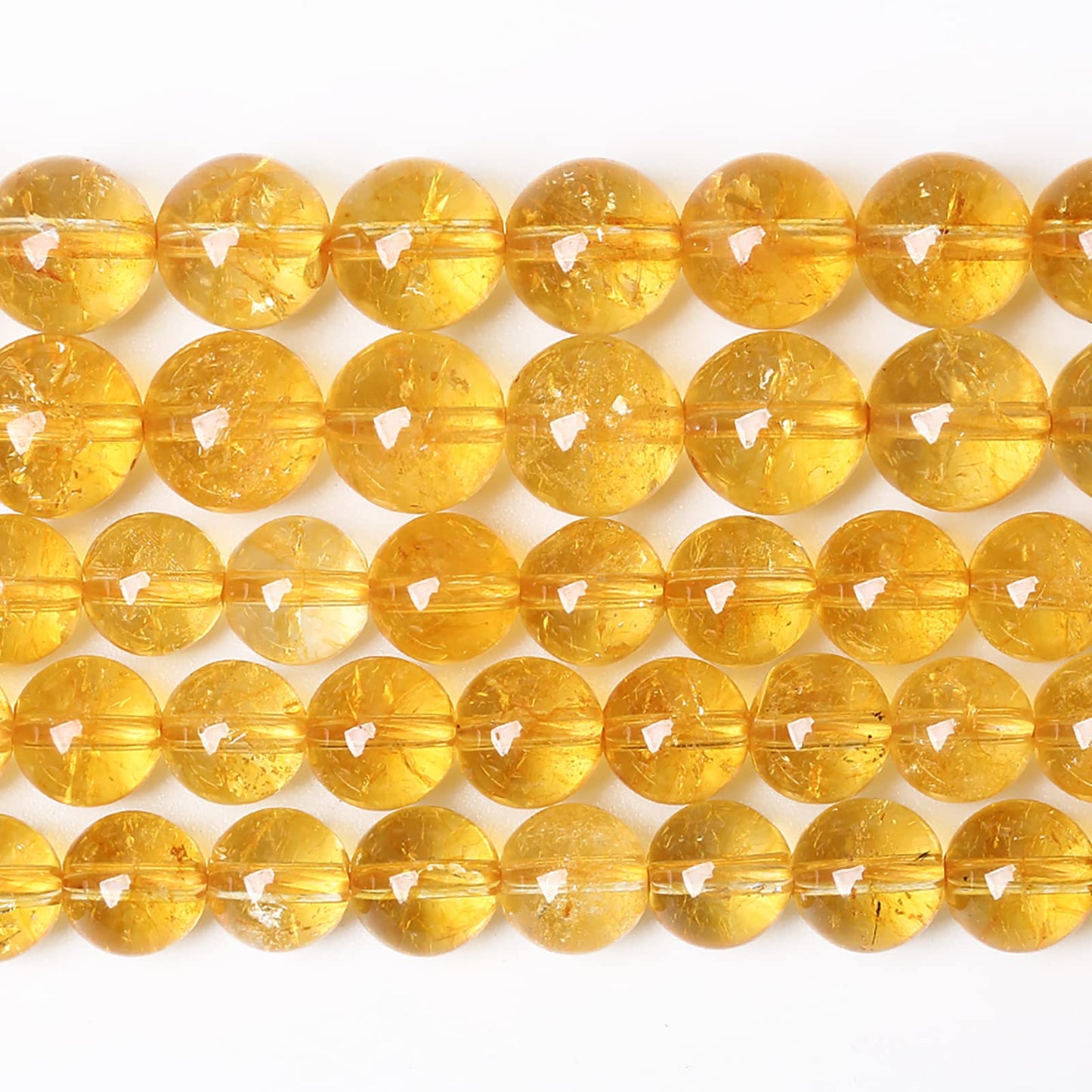 10MM 36PCS Natural Citrine Yellow Quartz Crystal Round Spacer Loose Beads for Jewelry Making 15 inches DIY Bracelet Necklace