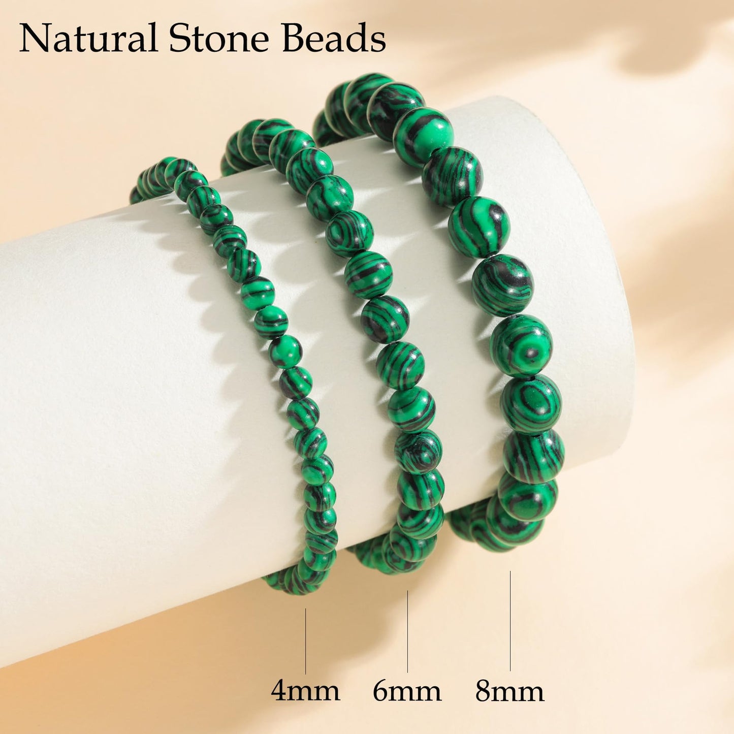 Udolfly Womens Crystal Beaded Bracelets for Women Men Protective Energy Bracelet Natural Gemstone Bead Bracelet 4mm Malachite