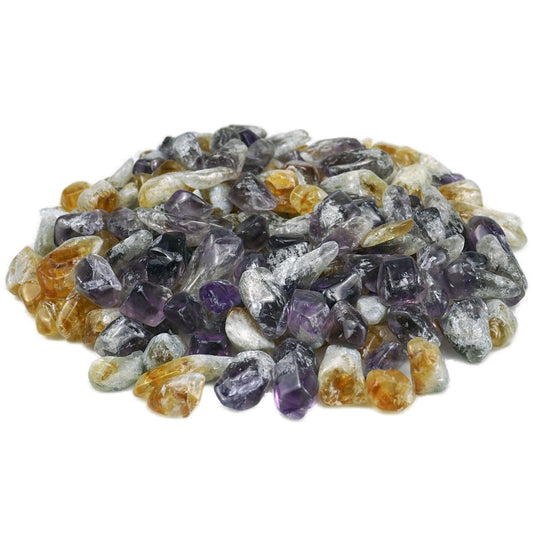 Sisamn Polished Amethyst & Citrine Crystal Points Bulk 0.9 Lb Mix Color Gem Chip Stone for Tumbling Healing Meditation Plants Decor