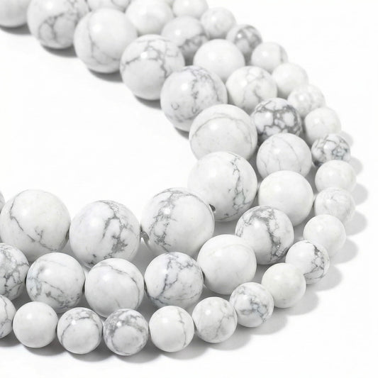 Yochus 60pcs White Howlite Turquoises Beads，6mm Healing Power Natural Stone Round Loose Beads for Jewelry Making Earring Necklace DIY Crafts