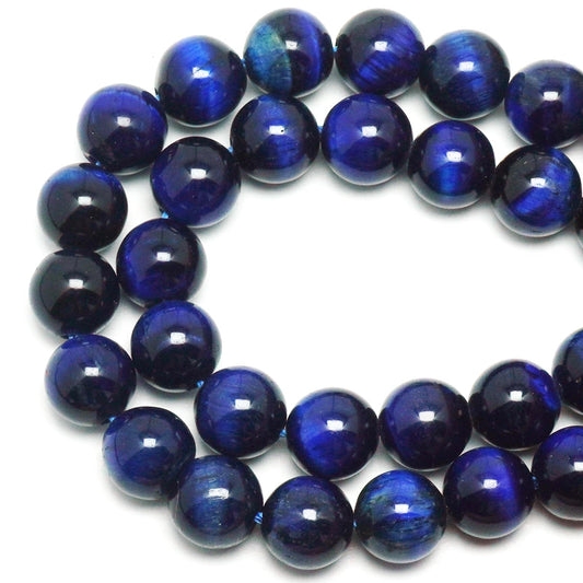 DIQIO Natural Blue Tiger Eye Beads for Jewelry Making - 6mm Stone Beads Gemstone Beads for Bracelets, Crystal Round Loose Beads(58-60pcs, 6mm, Blue Tiger Eye)