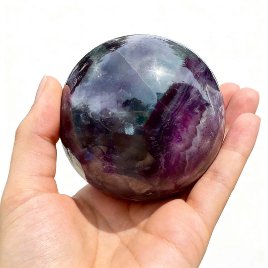 AierCrystal Natural Stone Crystal Sphere Feng Shui Home Decoration Ball Positive Energy Scrying Orb for Meditation Tool for Spiritual Space Purification Globe Diameter5-6cm Fluorite Sphere