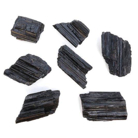 DANCING BEAR Black Tourmaline Crystals Bulk (1/2 LB Large Pieces) with Information Card, Rough Raw Natural Stones for Good Vibes, Reiki Energy, Made in USA