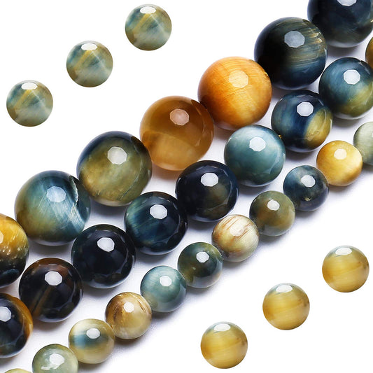 Natural Dreamlike Tiger Eye Beads, Grade AAA Gemstone Round Loose Beads 10MM 40PCs Bulk Lot Options, Semi Precious Stone Beads for Jewelry Making