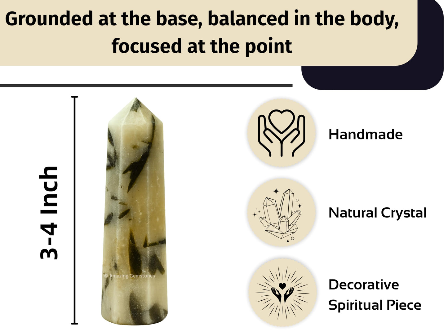 Amazing Gemstone Green Tourmaline in Quartz Crystal Towers - Natural Healing Crystal Point Obelisk for Reiki Healing and Crystal Grid (3" to 4" INCH)