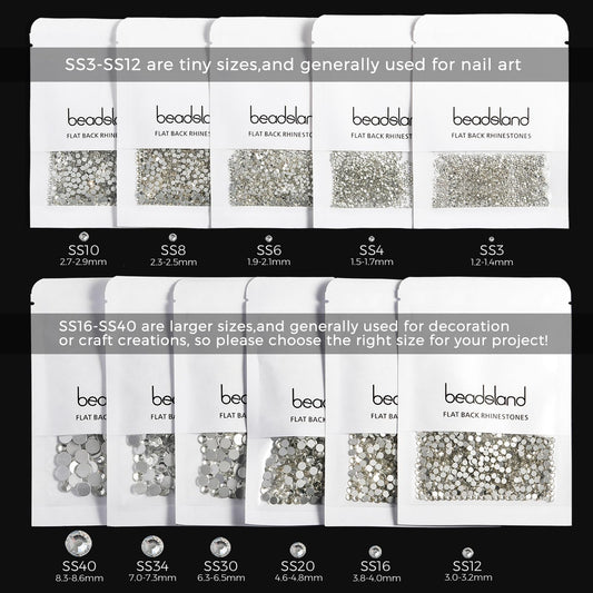 beadsland Flat Back Crystal Rhinestones Round Gems, Orange (2.7-2.8mm) SS10/1440pcs