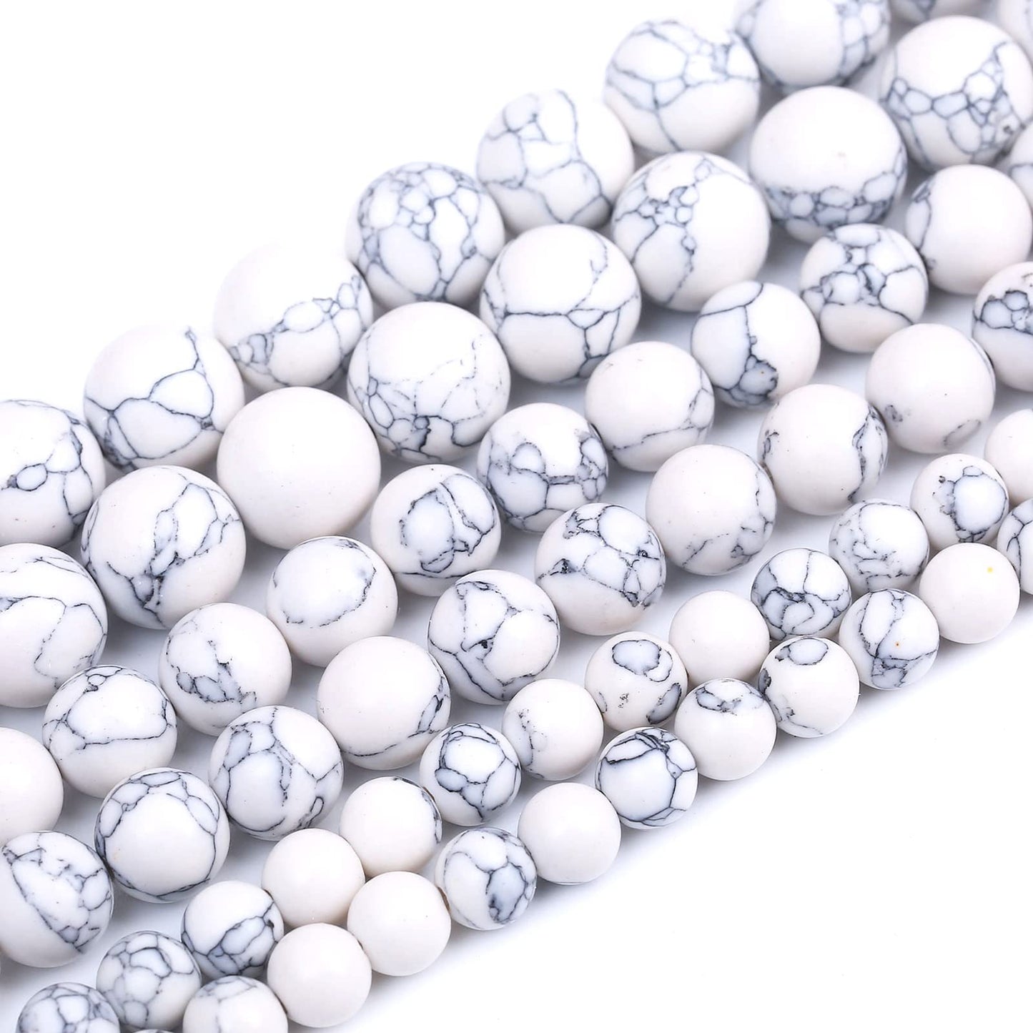 36PCS 10MM White Howlite Turquoises Round Loose Beads Natural Gemstone Beads for Jewelry Making DIY Bracelet Necklace 15"
