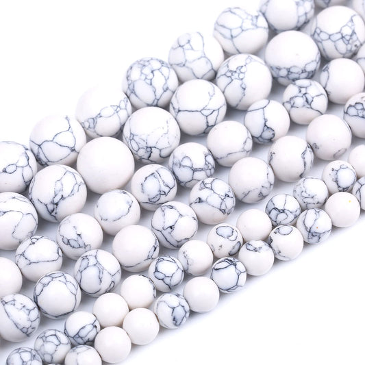 36PCS 10MM White Howlite Turquoises Round Loose Beads Natural Gemstone Beads for Jewelry Making DIY Bracelet Necklace 15"