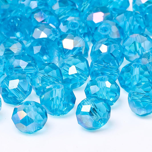 NITOPUPU 1000pcs 4mm Crystal Glass Beads for Jewelry Making Faceted Rondelle Flat Beads for Bracelets Necklace Earrings DIY Crafts (Lake Blue Crystal AB Bead)