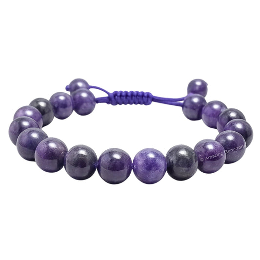 Amazing Gemstone Lepidolite Bracelet for Women Men's Gifts - Protection Healing Crystal Bracelet - 8mm Gemstones Beaded Adjustable Bracelet Pulseras Para Hombres Mujer Stocking Stuffers