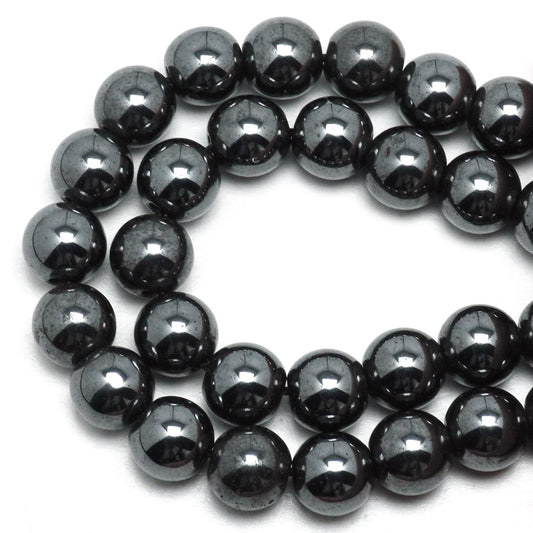 DIQIO Natural Hematite Beads for Jewelry Making - Stone Beads Gemstone Beads for Bracelets, 6mm Silver Round Loose Beads(58-60pcs, 6mm, Hematite)