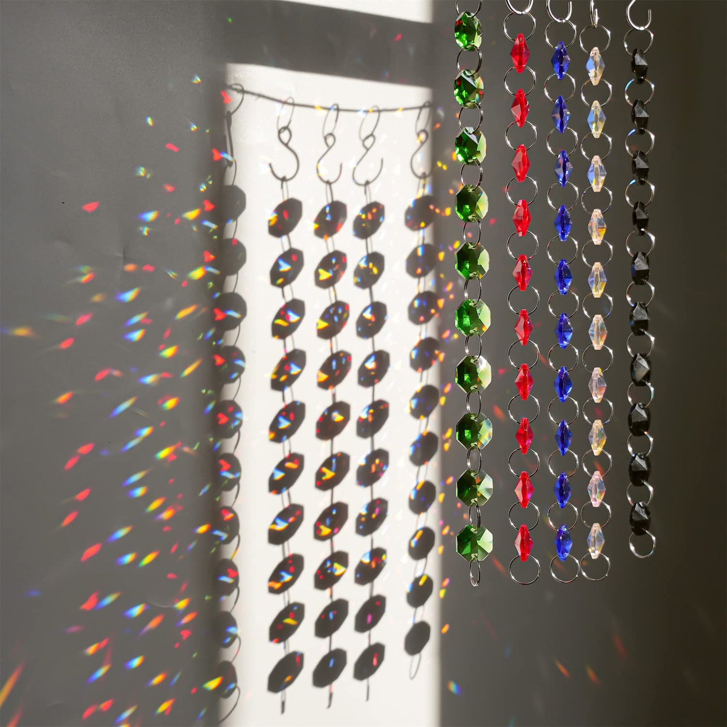 14mm 100pcs AB Octagon Beads Crystal Prisms Suncatcher, Ideal for Jewelry Making, Chandelier Crystals DIY Parts, Chandelier Replacements,Arts Crafts Sun Catcher Crystals