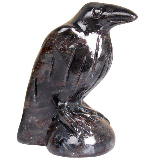 Hguxmcu Natural Garnet Raven Statue,2 Inch Mystical Crow Sculpture Gothic Home Decor,Spiritual Totem Art Healing Crystal Figurine Witchy Altar Decor Dark Academia Collectible