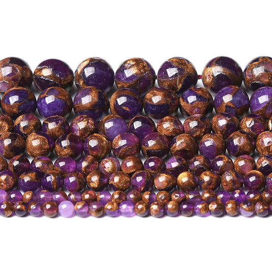 8MM 46PCS Purple Cloisonne Craft Loose Round Beads for Jewelry Making DIY Bracelet