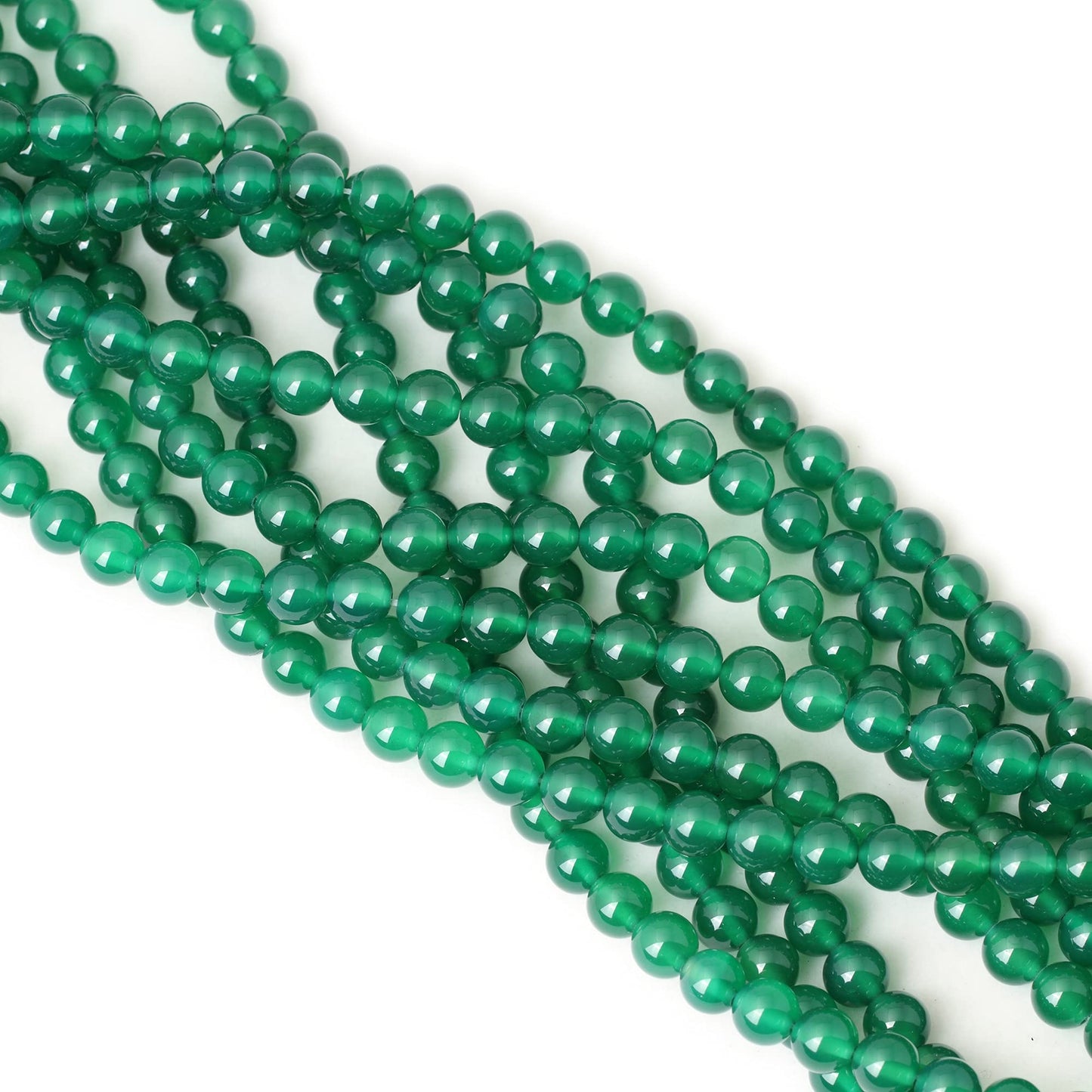 CHEAVIAN 45PCS 8mm Green Agate Gemstone Round Loose Beads for Jewelry Making 1 Strand 15"