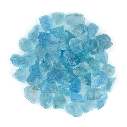 CRYSTALINES 50pcs, 2-5mm, Wholesale Natural Raw Blue Aquamarine Gemstones, Untreated Tiny Rough Stones, Bulk Loose Supplies Jewelry Making, Healing Crystals, March Birthstone, Gem Collection