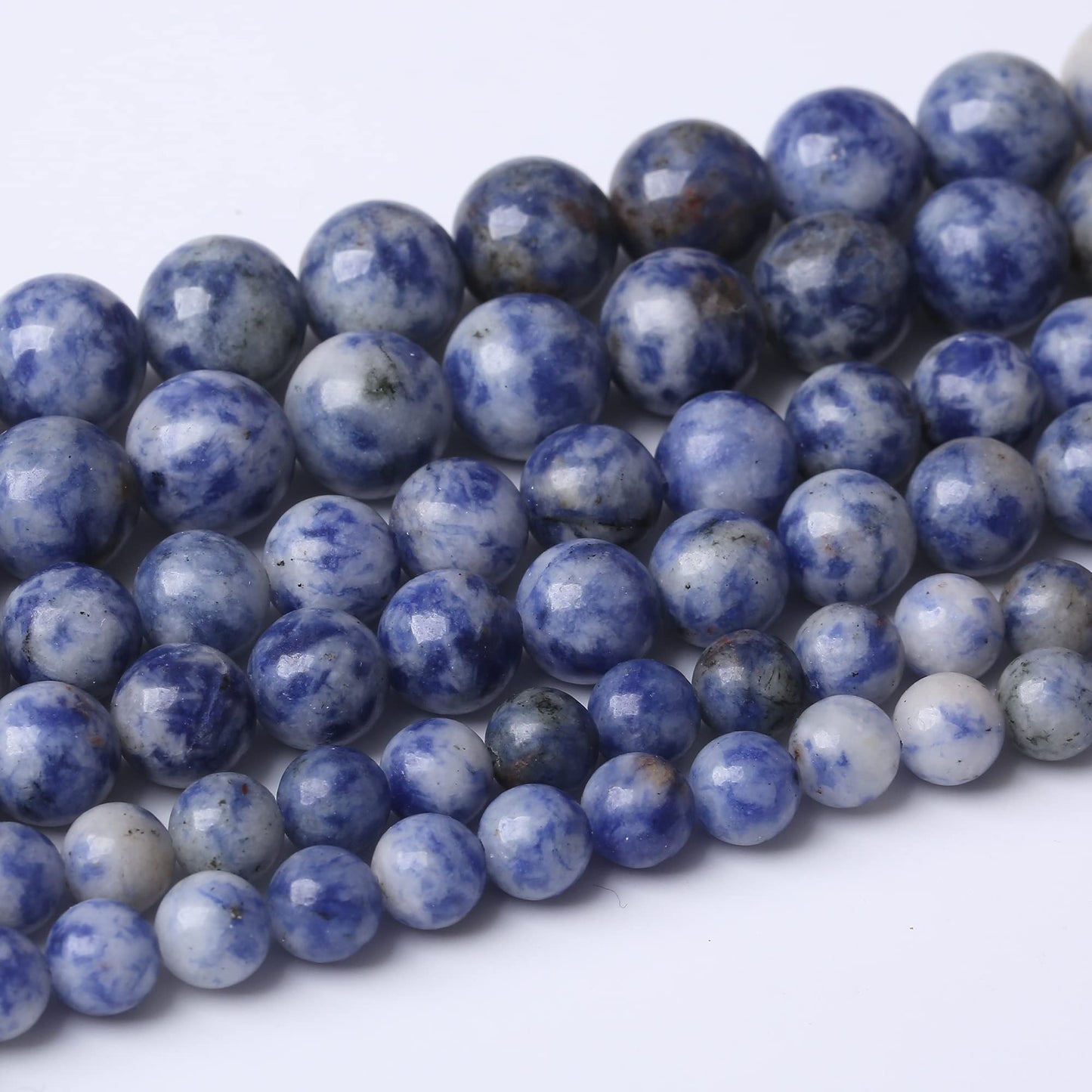 8MM Blue Sodalite Jaspers Stone Round Loose Beads Natural Gem Beads Crystal Energy Stone Beads for Jewelry Making DIY Bracelet Necklace