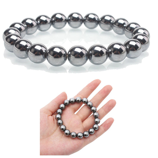 Cryhand Handmade 8mm Beaded Bracelets For Men Protection Bracelet For Women Chakra Feng Shui Stretchy Handmade Lucky Money Stretchy Crystal Bracelets Best Gifts (Hematite 1PCS)