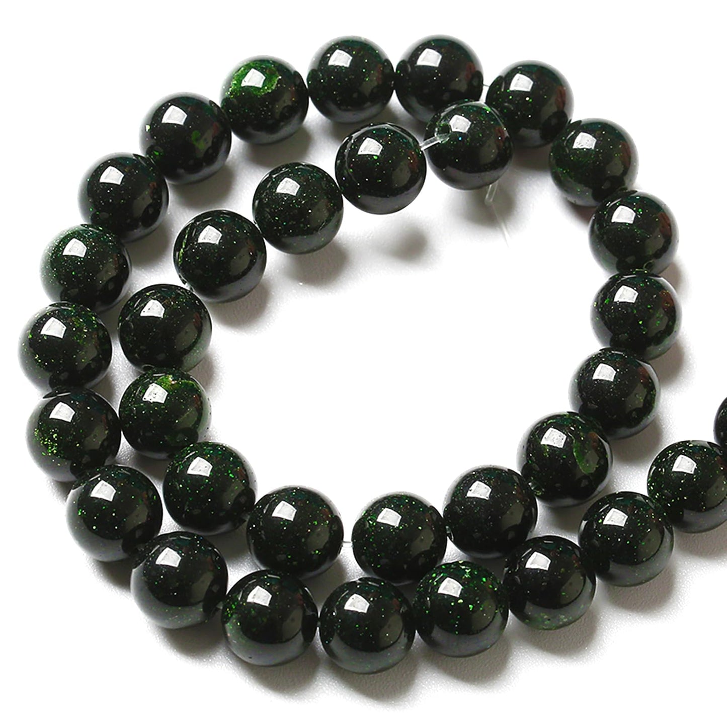 8MM 90pcs Natural Green Sandstone Energy Healing Beads Round Loose Beads for Jewelry Making Bracelet 2 Strands 32"