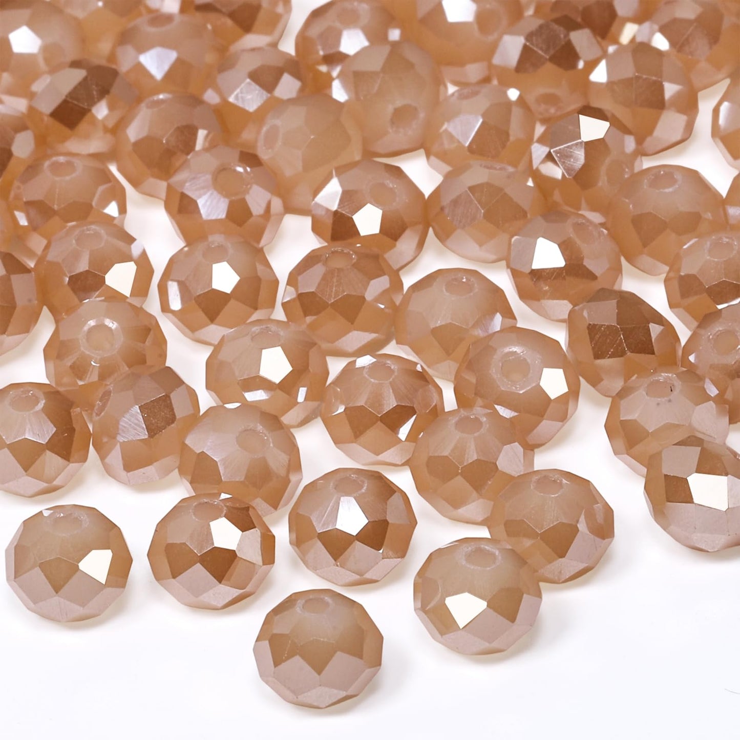 NITOPUPU 500pcs 6mm Crystal Glass Beads for Jewelry Making Faceted Rondelle Flat Porcelain Beads for Bracelets Necklace Earrings DIY Crafts (Champagne Porcelain Bead)
