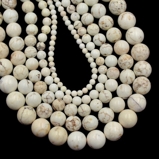 AD Beads Natural Gemstone Round Loose Beads 15" for Bracelet Necklace Earrings Jwelery Making Crafts DIY (8mm, White Turquoise)