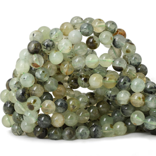 CHEAVIAN 45PCS 8mm Natural Prehnite Gemstone Smooth Surface Round Loose Beads for Jewelry Making 1 String 15 Inches
