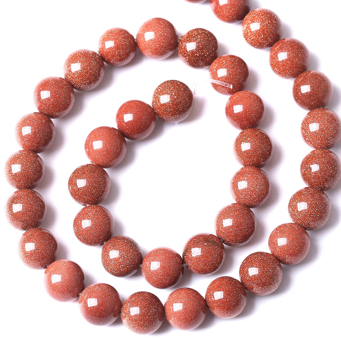 32PCS 12MM Natural Gold Sand Stone Beads Energy Healing Beads for DIY Jewelry Bracelet Necklace Making for Jewelry Making15Inch