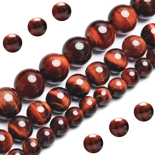 Natural Red Tiger Eye Beads, Grade AAA Gemstone Round Loose Beads 10MM 40PCs Bulk Lot Options, Semi Precious Stone Beads for Jewelry Making