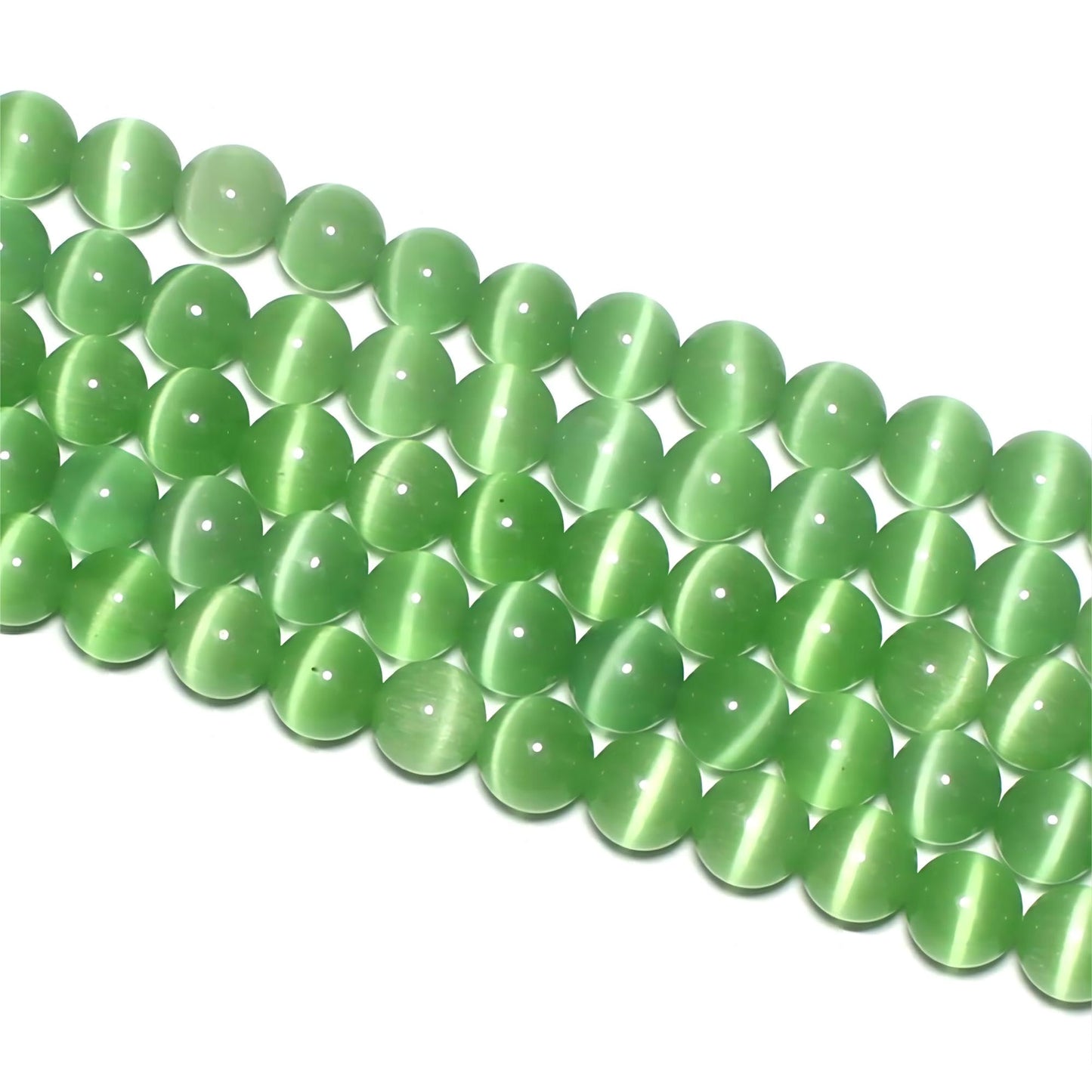 MJDCB 30pcs Light Green Cat Eye Stone Beads 12mm Round Crystal Loose Bead for Jewelry Making DIY Bracelets Necklace