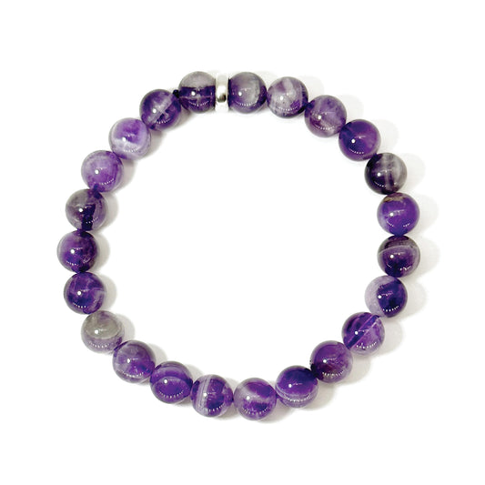 Joyfulmuze Genuine Dream Amethyst, Handmade Stackable Stretch Bracelet, Simple Natural Purple Quartz, Healing Chakra Bracelet, Gifts for Women, 17cm (Dream-Amethyst)