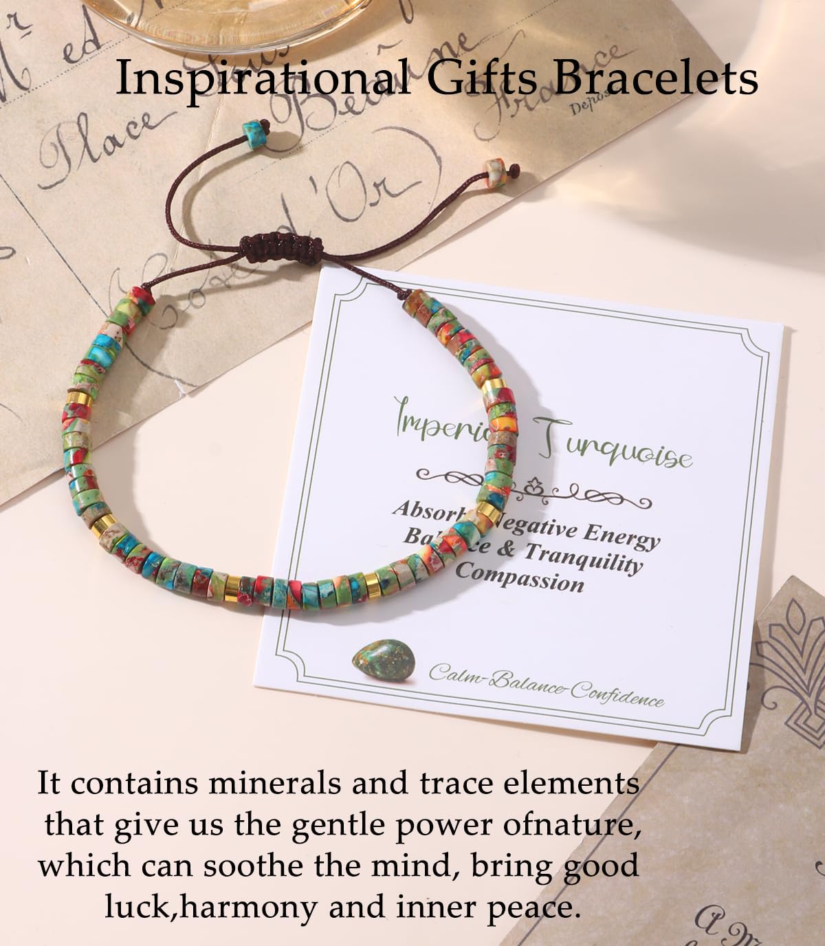 CASDAN Natural Crystal Healing Beaded Bracelet for Women Natural Stone Adjustable Braided Rope Bracelets Spiritual Inspirational Gifts Bracelets