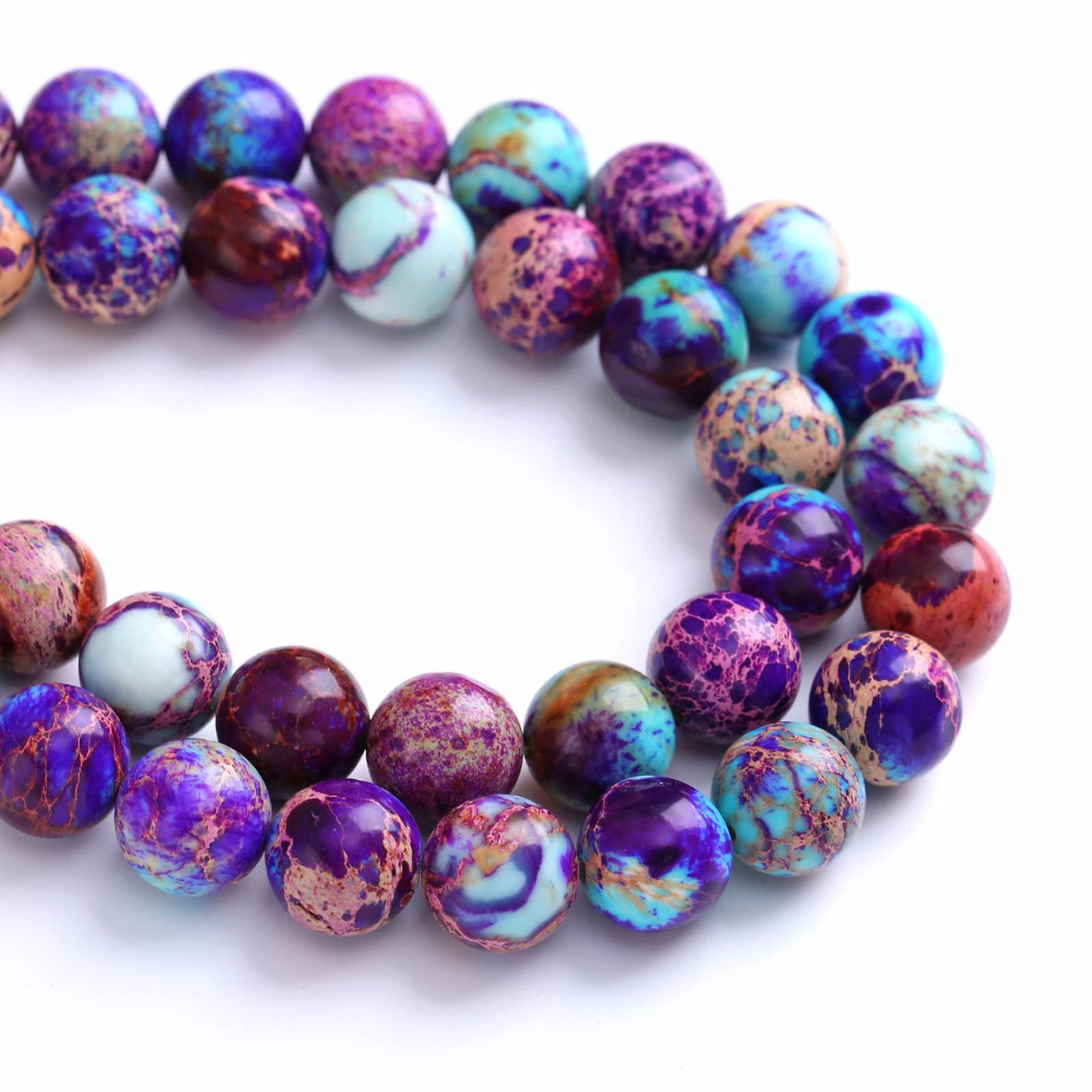 12MM 30PCS Natural Stone Galaxy Purple Sea Sediment Imperial Jasper Loose Beads for Jewelry Making DIY Bracelet Necklace