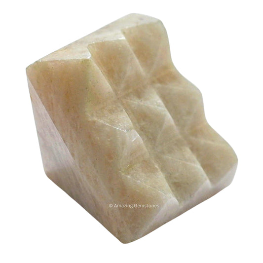 Amazing Gemstone Cream Moonstone Crystal Pyramid with 9 Pyramid Plate Bottom - 1" Mini Pyramid Figurine of Natural Stone Pyramid for Meditation, Reiki, Chakra Balancing Vastu Pooja and Crystal Grids