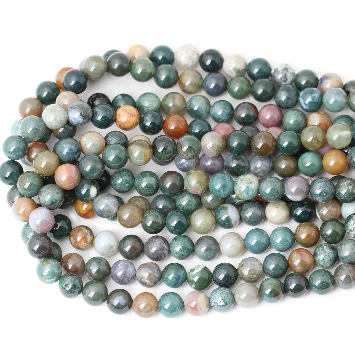 CHEAVIAN 35PCS 10mm Natural Indian Agate Gemstone Round Loose Beads for Jewelry Making DIY 1 Strand 15"
