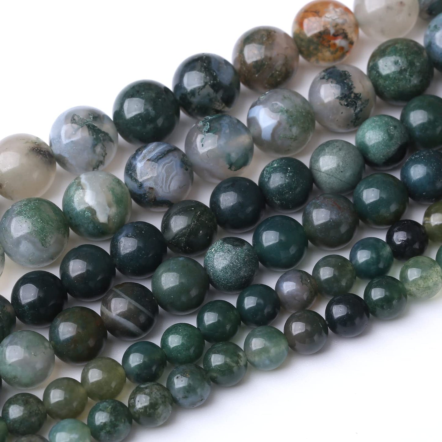 35PCS 10MM Natural Moss Agate Stone Beads Energy Healing Beads for DIY Jewelry Bracelet Necklace Making for Jewelry Making15Inch