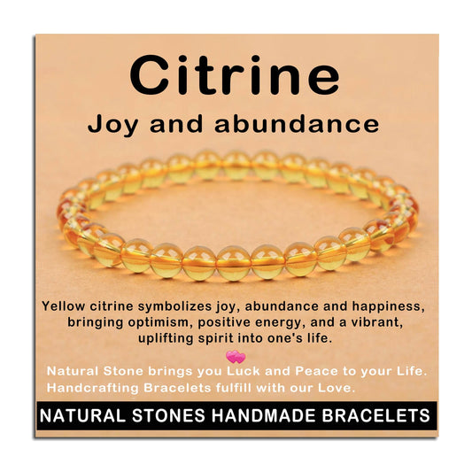 AD Beads Handmade Gemstone Stretch Elastic Bracelet Crystal Healing Reiki Nature's Beauty and Spiritual Essence Unisex (6mm, Citrine (Joy and Abundance))