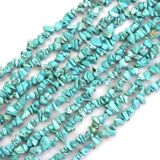 HAAMIIQII 5-8mm Blue Turquoise Chips Beads Irregular Chip Stones Loose Gemstone Beads for Jewelry Making Strand 30 Inch