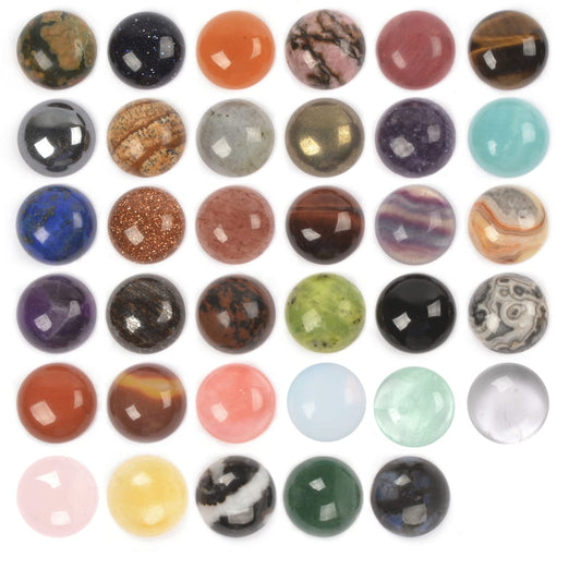 Wholesale Lot 24pcs Multi-color 14mm Gemstone Round Cab Cabochon For Jewelry Making