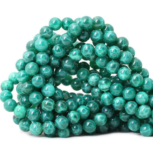 CHEAVIAN 45PCS 8mm Natural Peacock Vein Agate Gemstone Round Loose Beads for Jewelry Making Jewelry Design1 Strand 15"