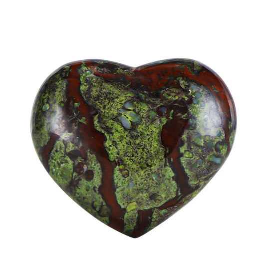LEADGEM 50mm Dragon Blood Stone Heart Crystal Worry Stone for Anxiety Healing Crystals Heart Shaped Rock for Home Office Decoration